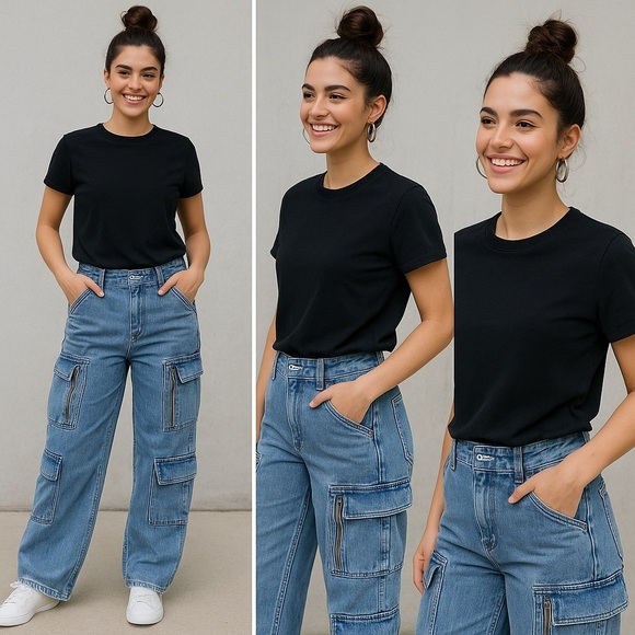 GUESS Cargo Jeans 29x30 – Light Wash Denim, Multi-Pocket, Zipper Detail - Picture 7 of 13